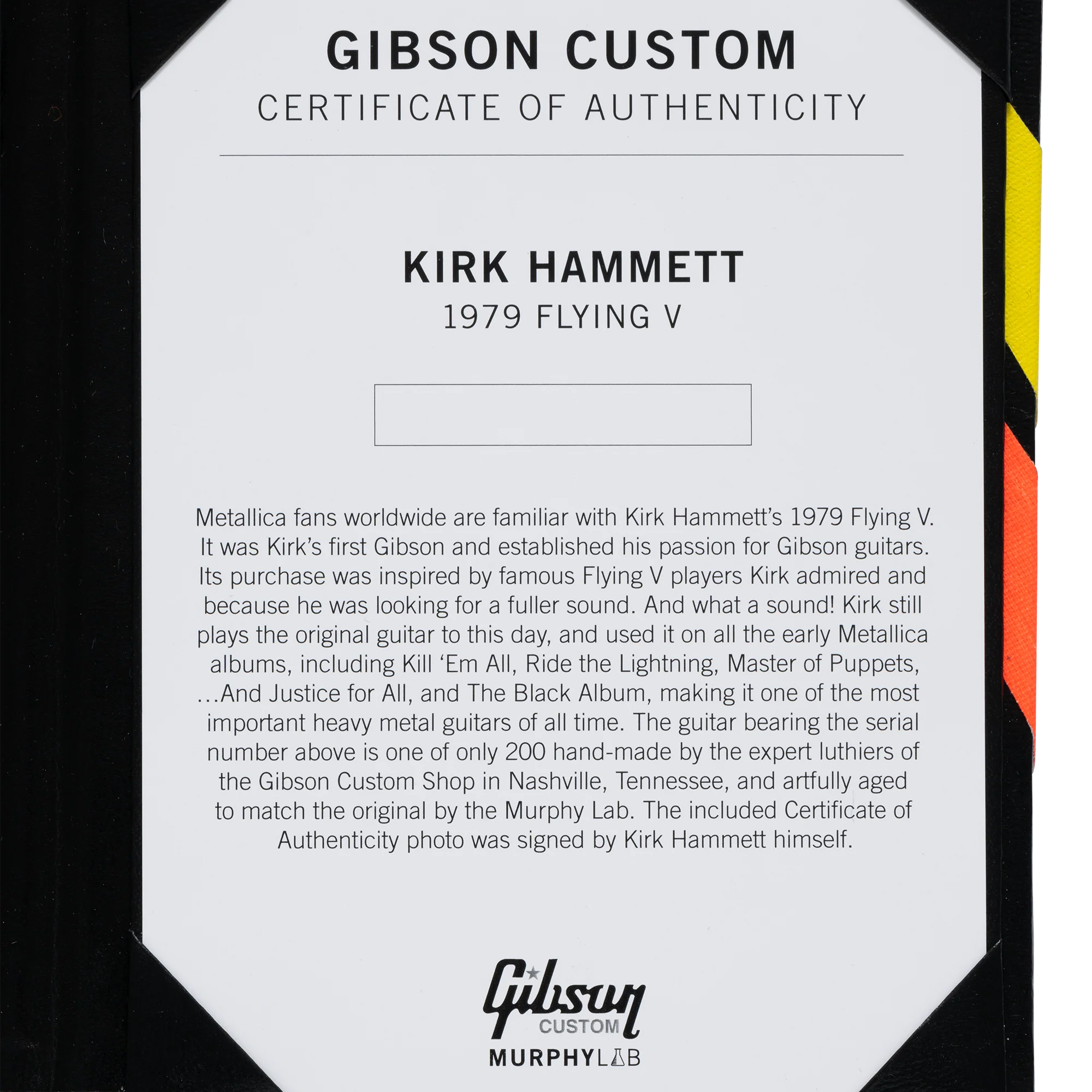 Gibson Custom Kirk Hammett 1979 Flying V, Ebony 11 Gibson Custom Kirk Hammett 1979 Flying V, Ebony