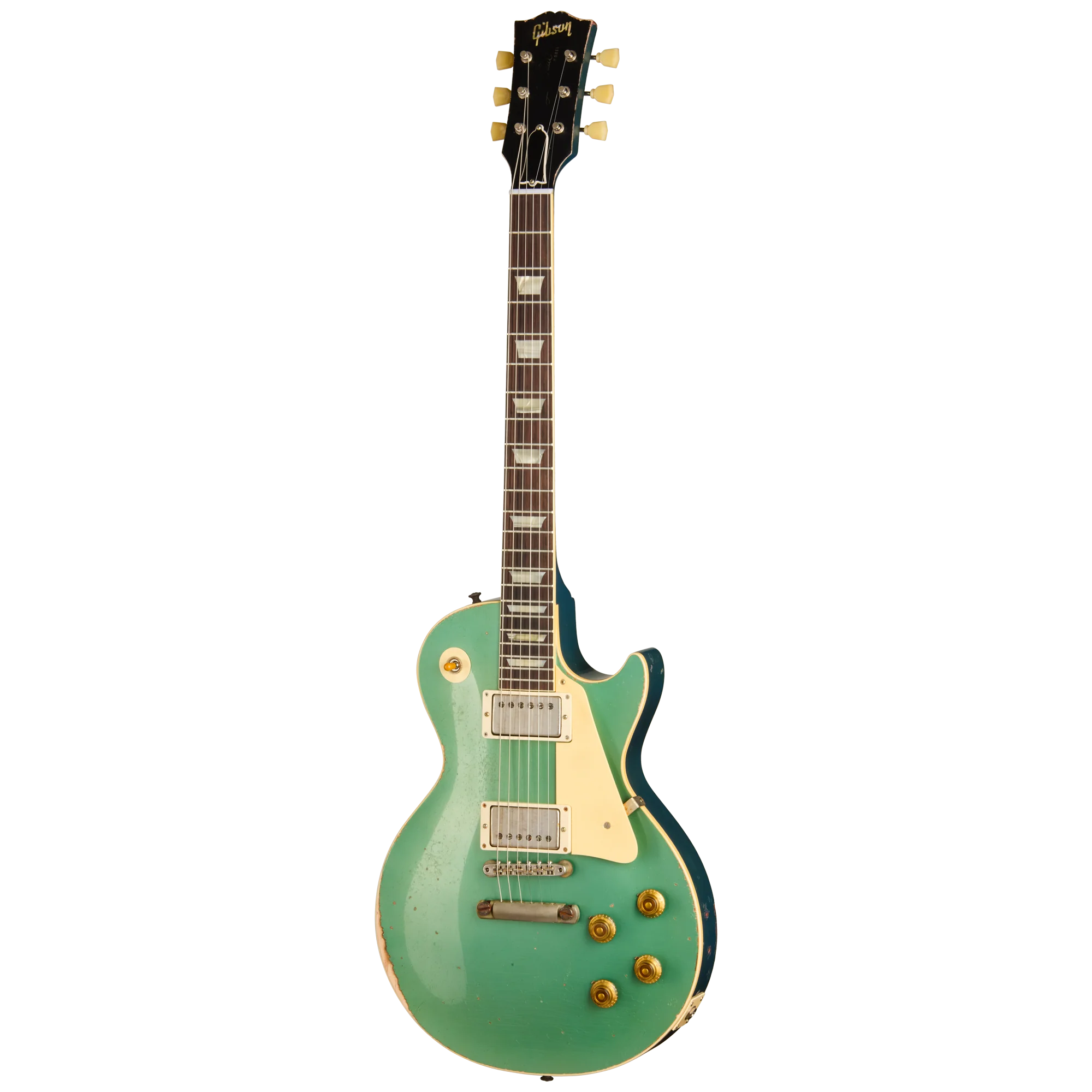 Gibson Custom 1957 Les Paul Standard Reissue, Ultra Heavy Aged, Inverness Green and Pelham Blue Over Goldtop 3 Gibson Custom 1957 Les Paul Standard Reissue, Ultra Heavy Aged, Inverness Green and Pelham Blue Over Goldtop