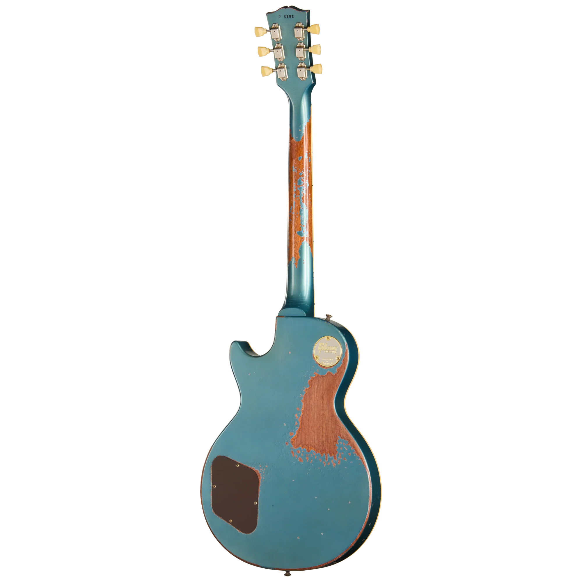 Gibson Custom 1957 Les Paul Standard Reissue, Ultra Heavy Aged, Inverness Green and Pelham Blue Over Goldtop 4 Gibson Custom 1957 Les Paul Standard Reissue, Ultra Heavy Aged, Inverness Green and Pelham Blue Over Goldtop