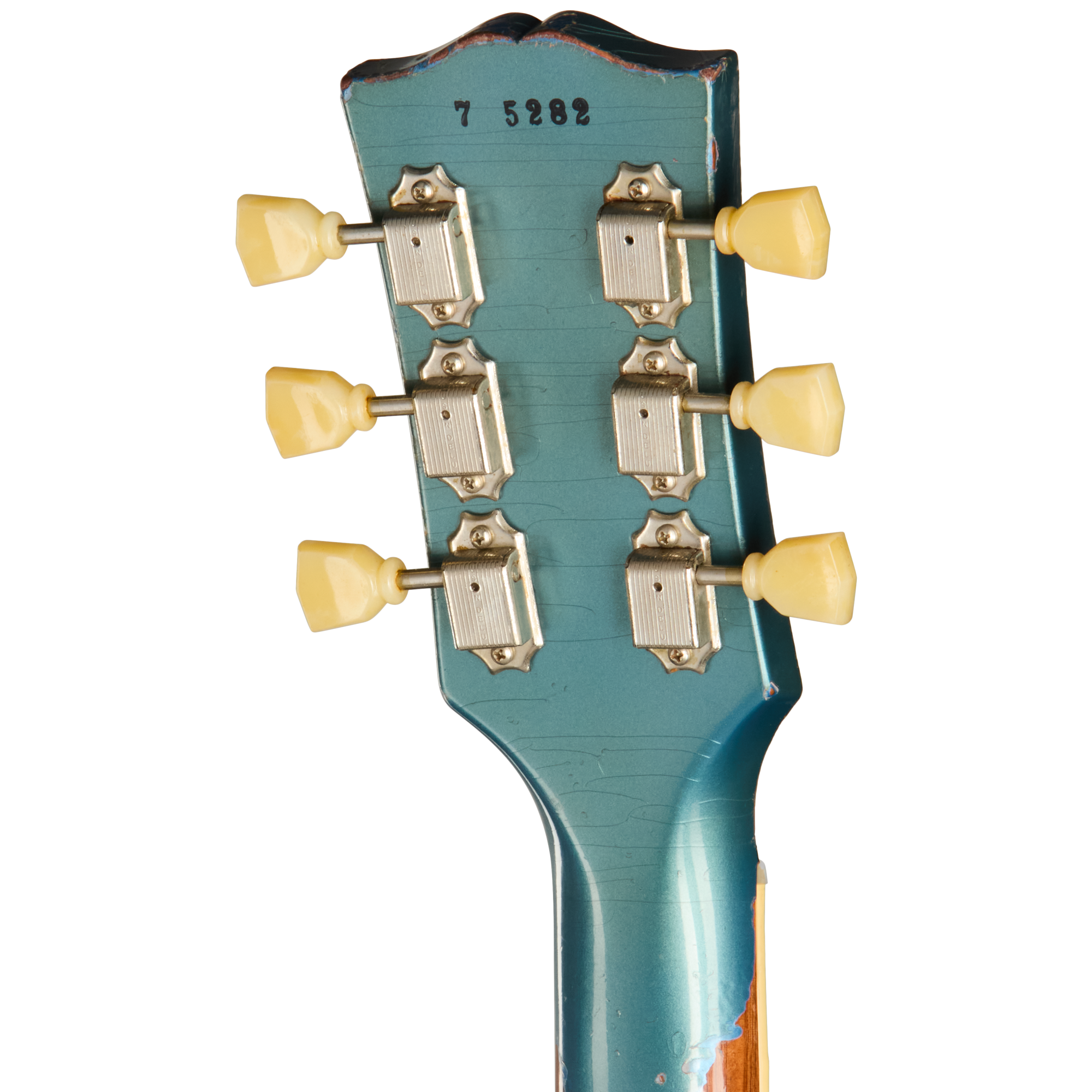 Gibson Custom 1957 Les Paul Standard Reissue, Ultra Heavy Aged, Inverness Green and Pelham Blue Over Goldtop 6 Gibson Custom 1957 Les Paul Standard Reissue, Ultra Heavy Aged, Inverness Green and Pelham Blue Over Goldtop