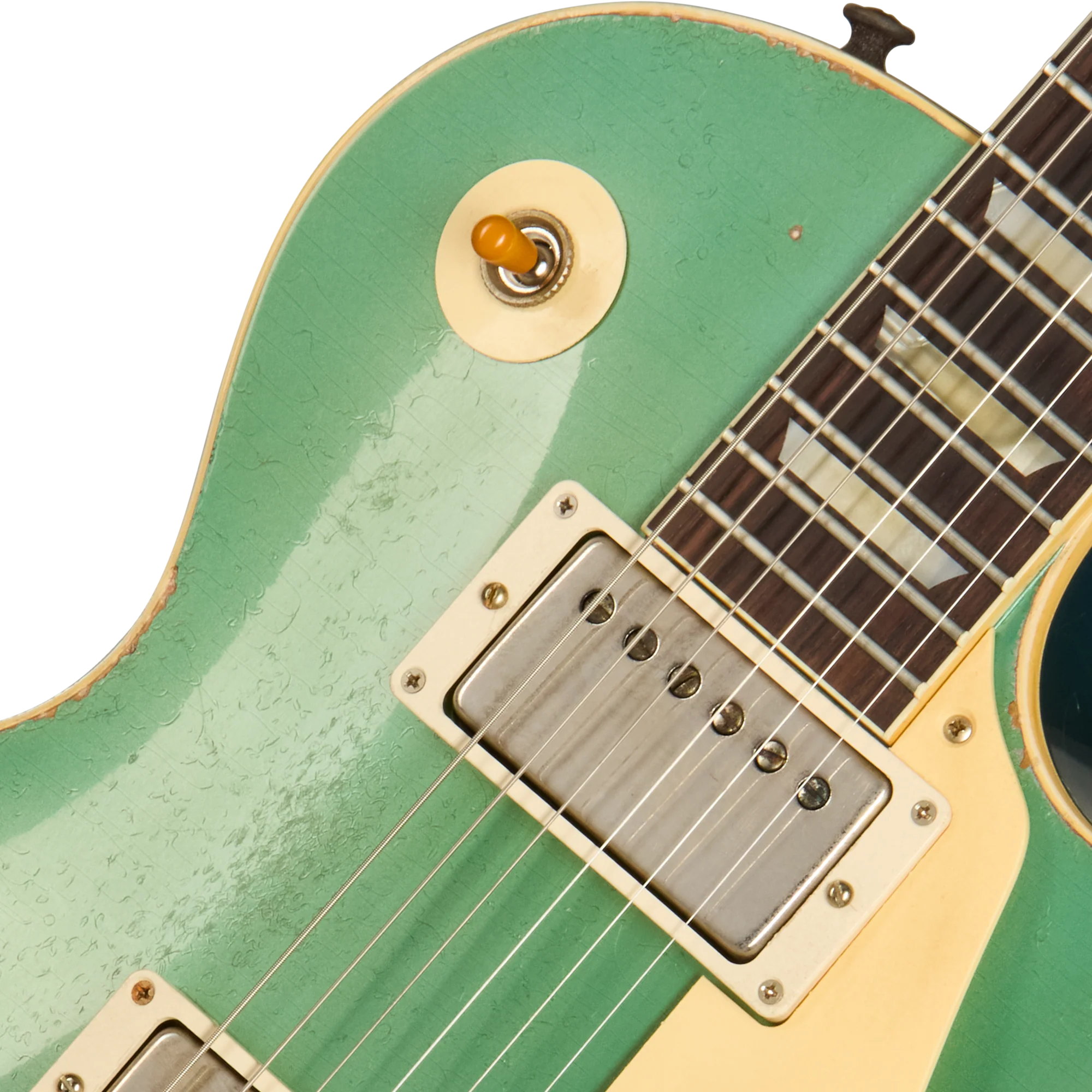 Gibson Custom 1957 Les Paul Standard Reissue, Ultra Heavy Aged, Inverness Green and Pelham Blue Over Goldtop 7 Gibson Custom 1957 Les Paul Standard Reissue, Ultra Heavy Aged, Inverness Green and Pelham Blue Over Goldtop