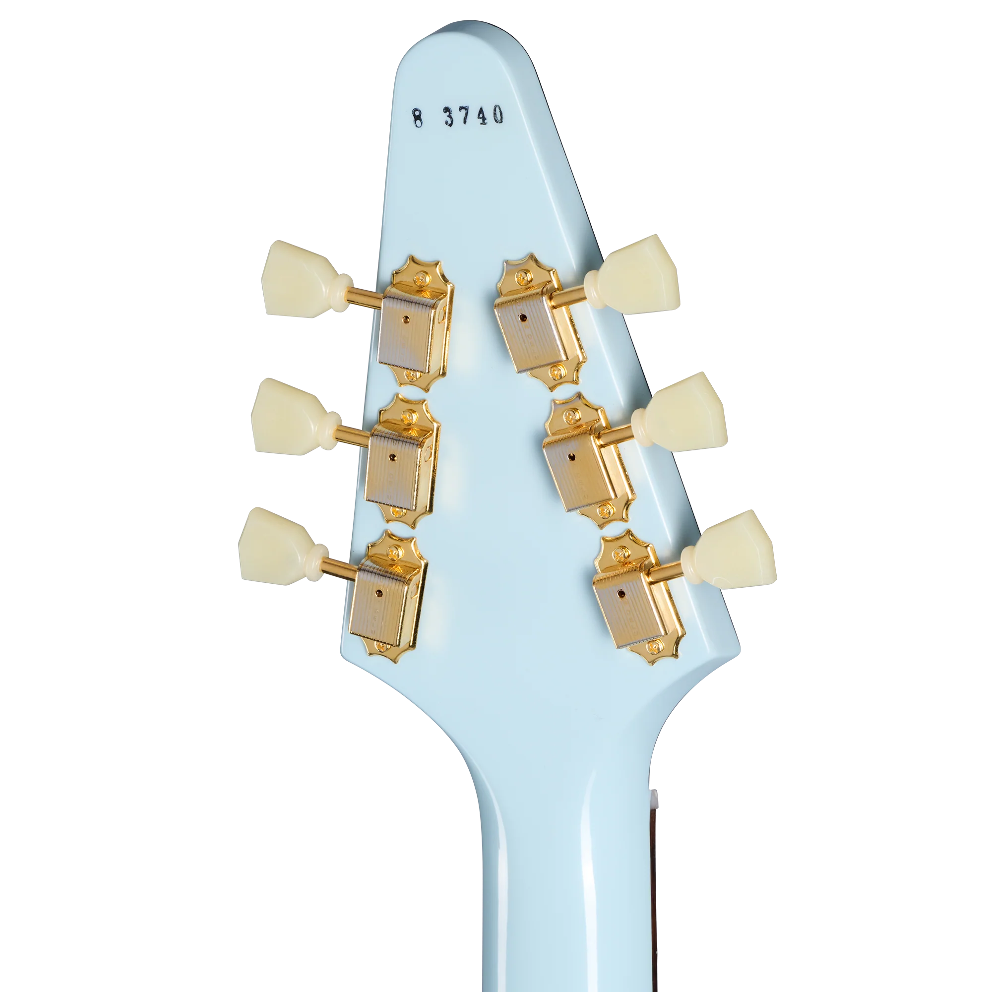 Gibson Custom 1958 Korina Flying V Reissue, Frost Blue VOS 6 Gibson Custom 1958 Korina Flying V Reissue, Frost Blue VOS