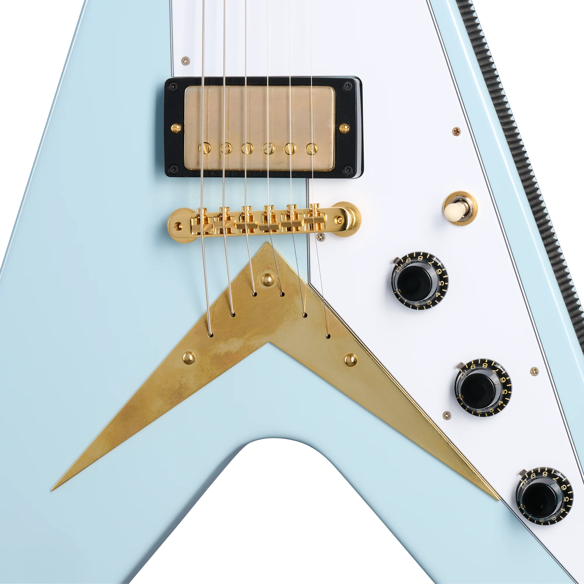 Gibson Custom 1958 Korina Flying V Reissue, Frost Blue VOS 8 Gibson Custom 1958 Korina Flying V Reissue, Frost Blue VOS