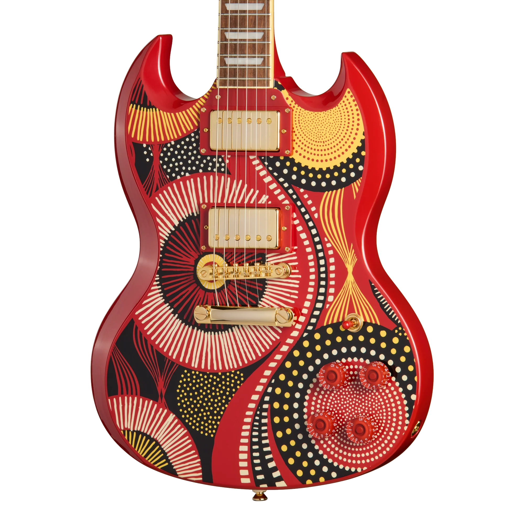 Epiphone Fatoumata Diawara SG, Ember Red with Malian Graphic