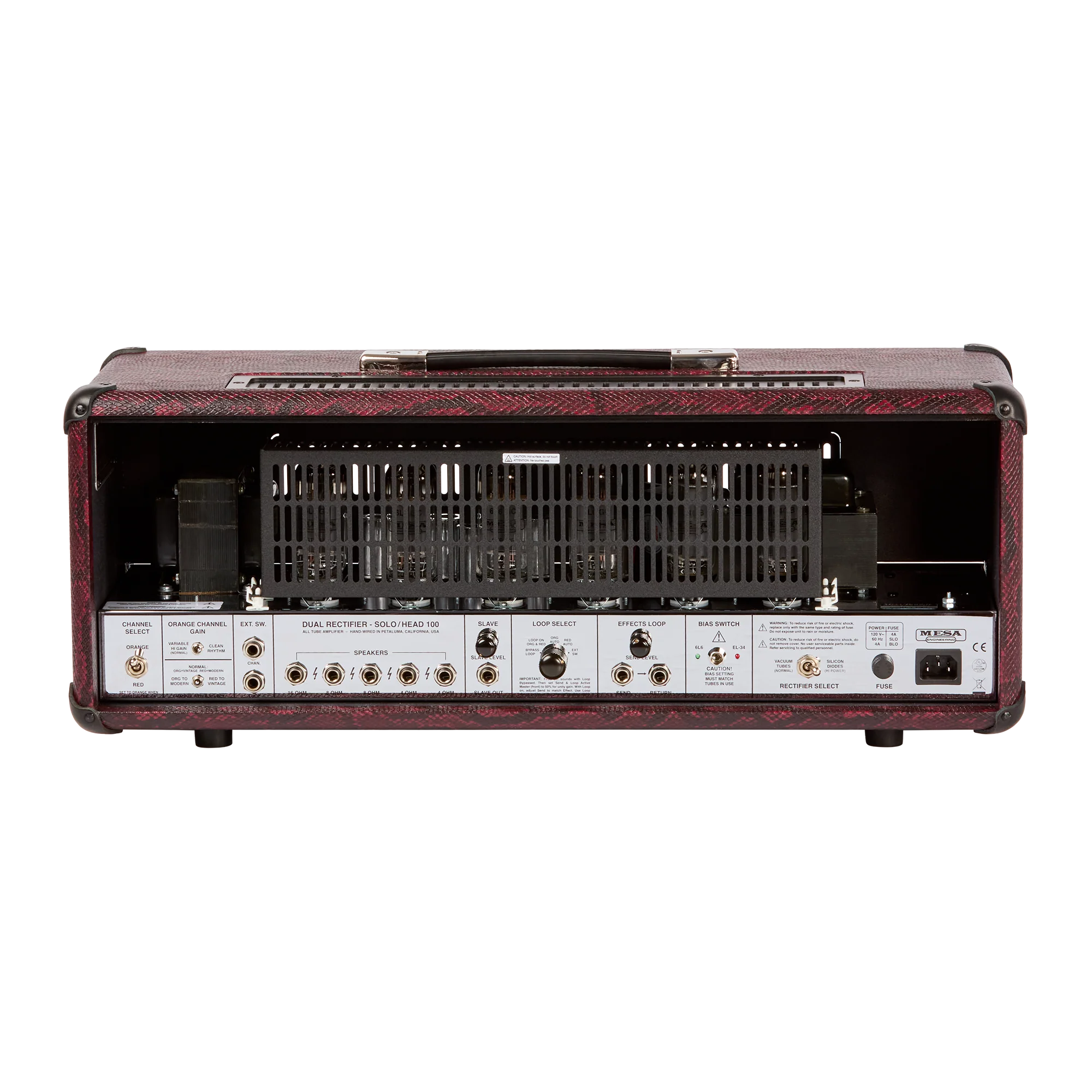 Mesa/Boogie Custom Configured 90s Dual Rectifier Head, Burgundy Python 2 Mesa/Boogie Custom Configured 90s Dual Rectifier Head, Burgundy Python