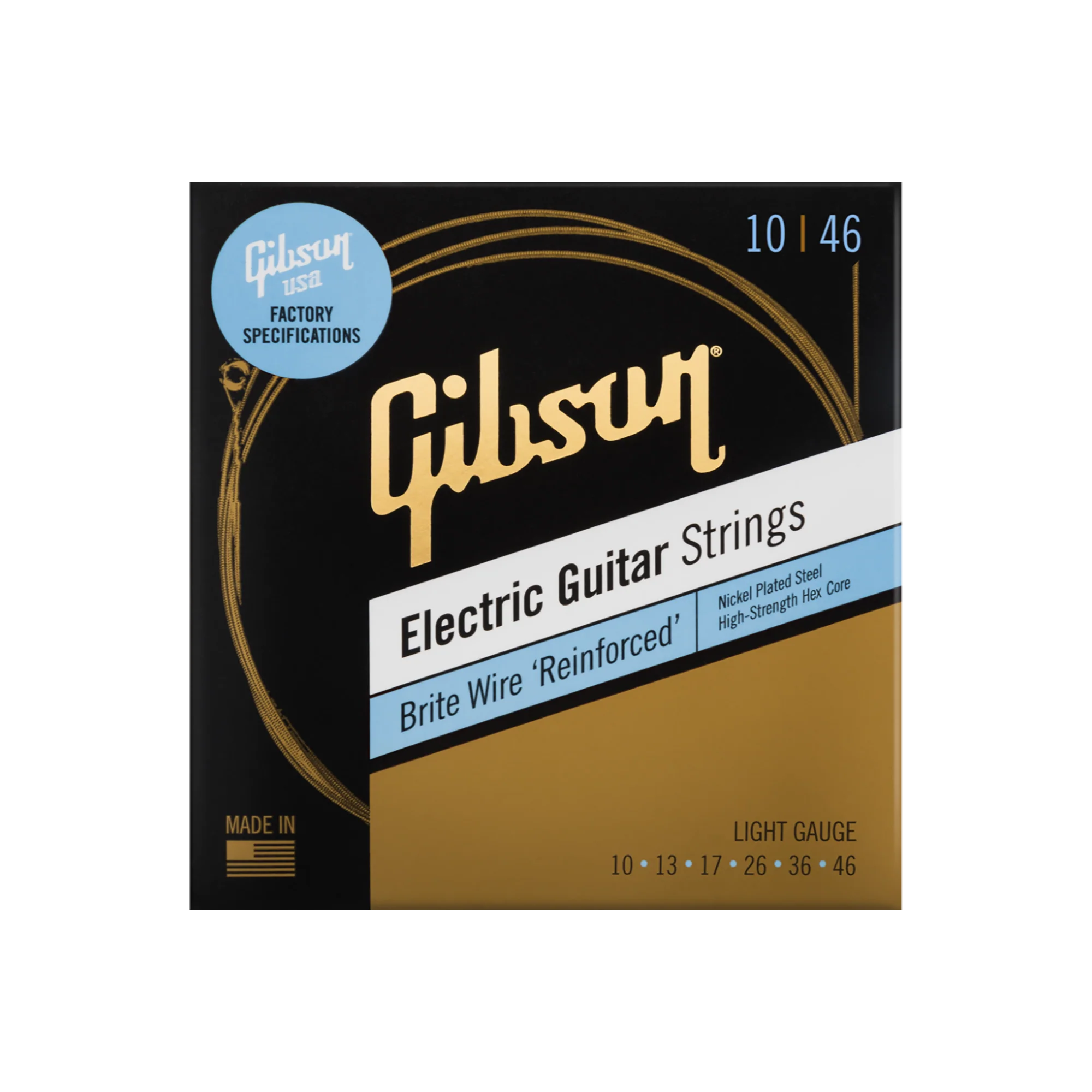 Gibson Brite Wire Reinforced Electric Guitar Strings, Light Gauge
