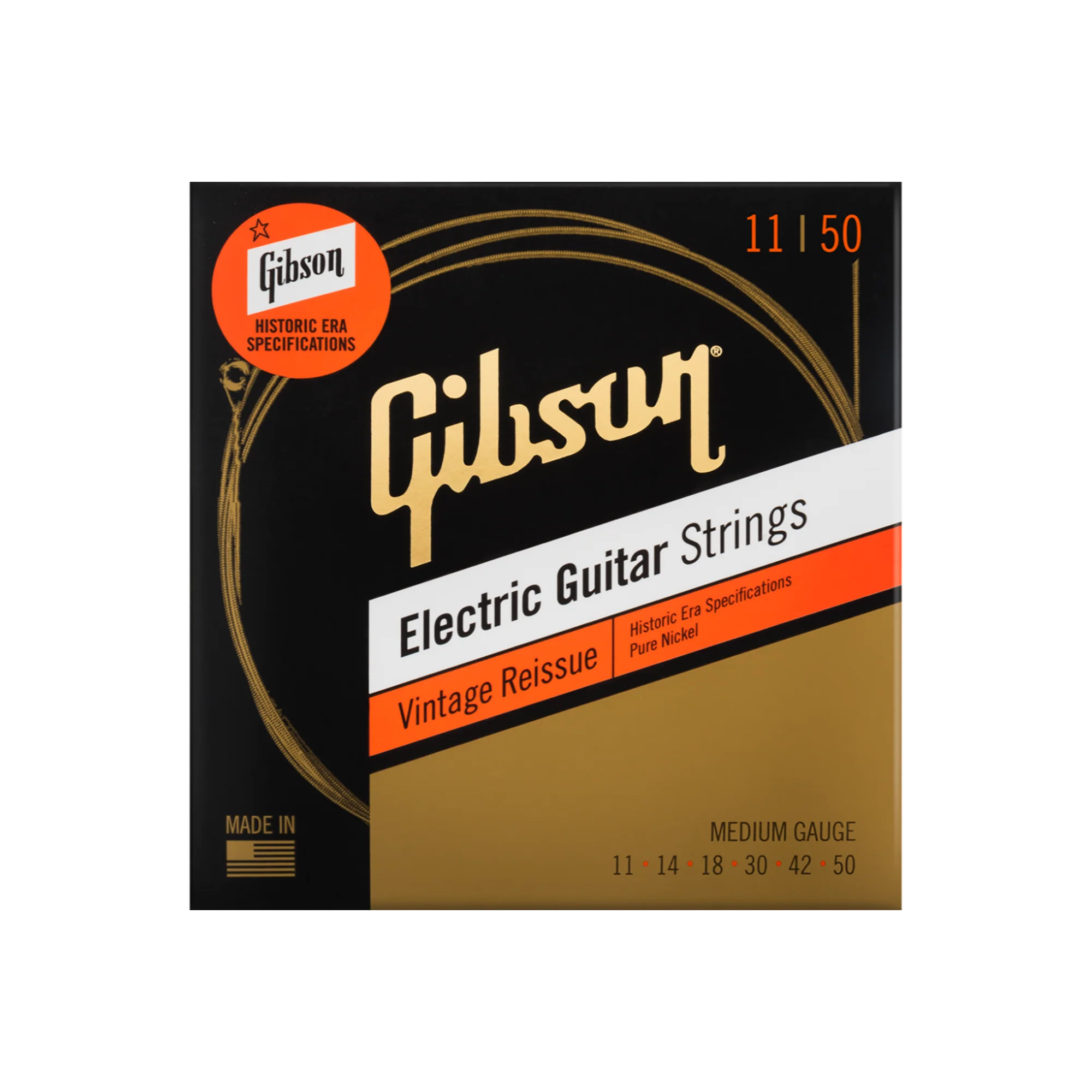 Gibson Vintage Reissue Electric Guitar Strings, Medium Gauge