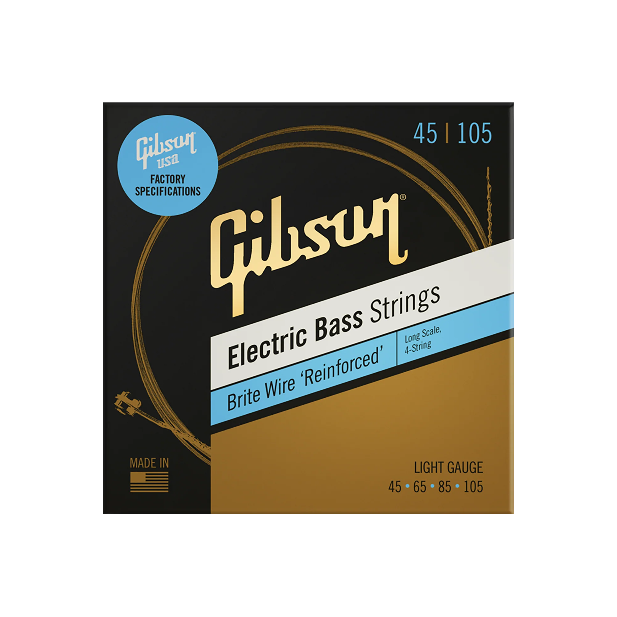 Gibson Brite Wire Electric Bass Strings, Long Scale, Light Gauge