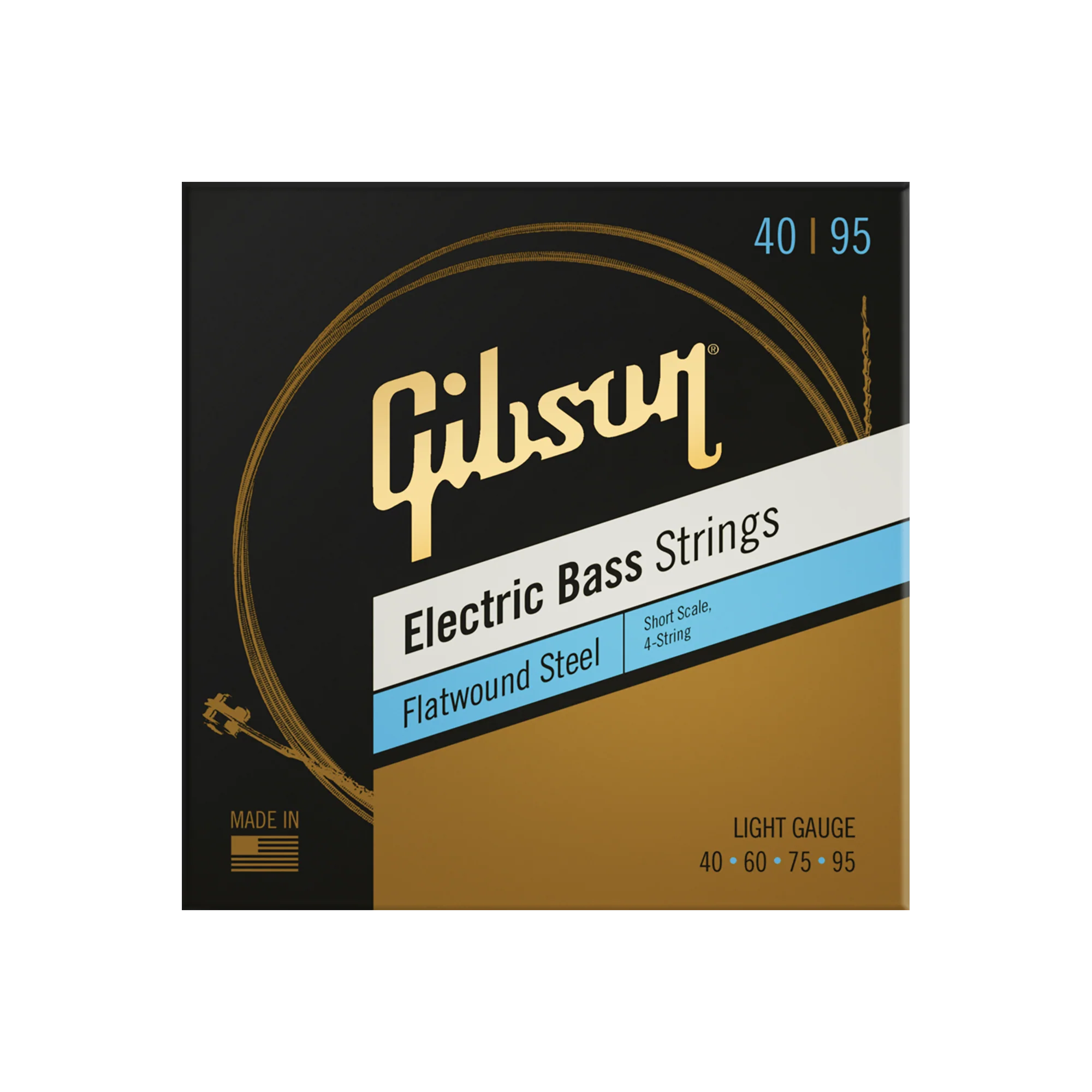 Gibson Flatwound Electric Bass Strings, Short Scale, Light Gauge