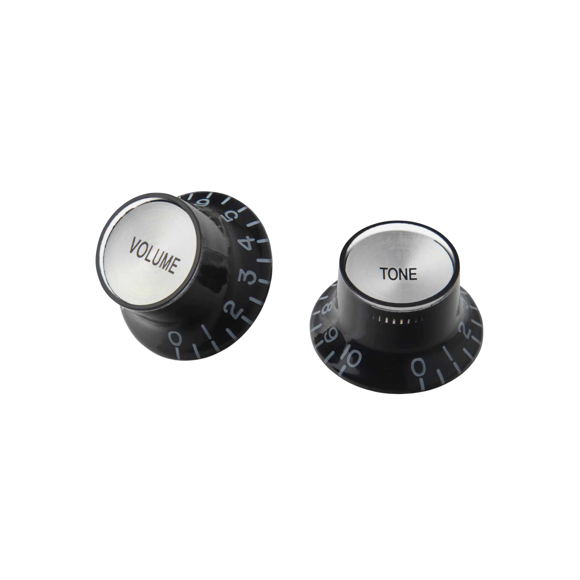 Gibson Top Hat Knobs, Black with Silver Inserts, 4 pack 2 Gibson Top Hat Knobs, Black with Silver Inserts, 4 pack