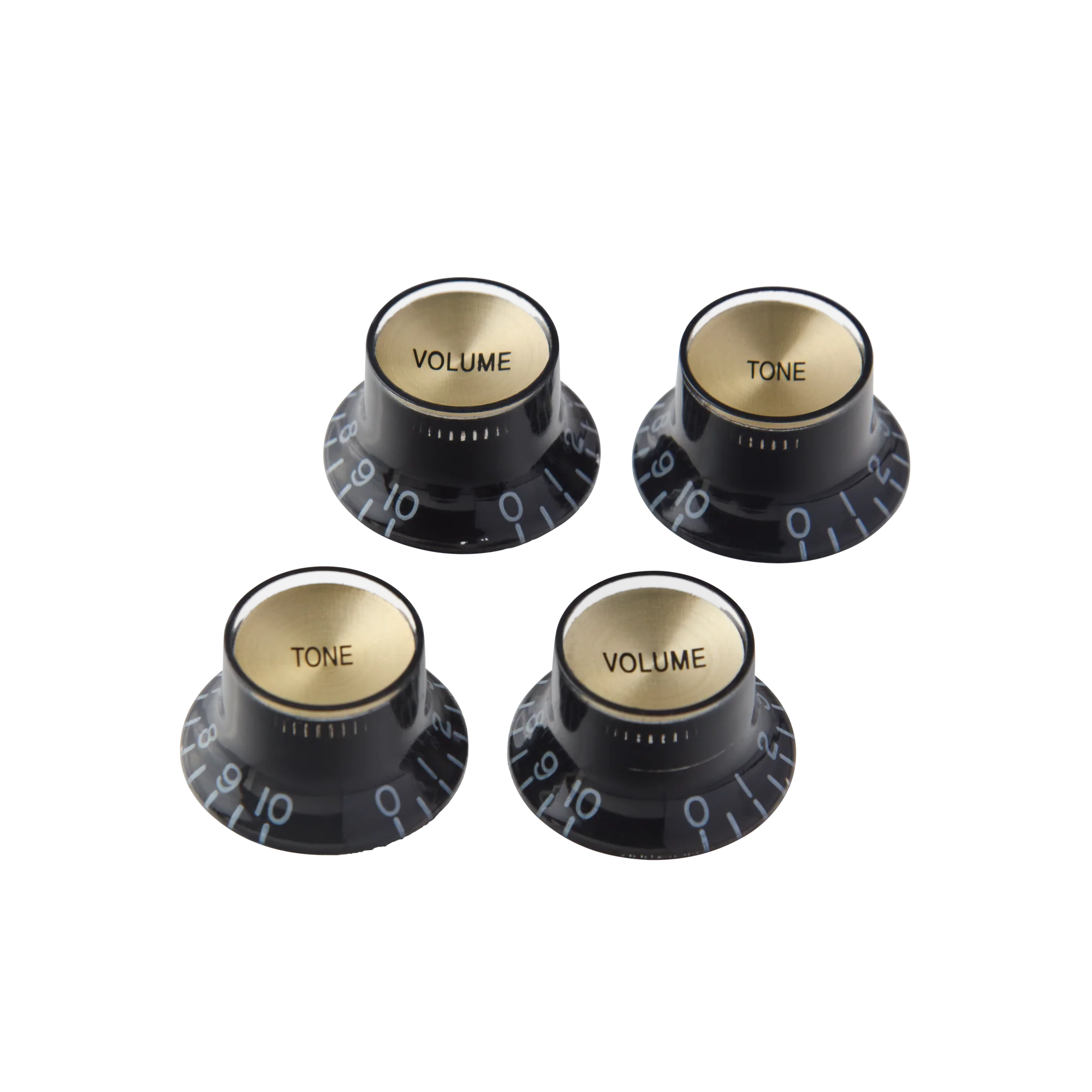 Gibson Top Hat Knobs, Black with Gold Inserts, 4 pack