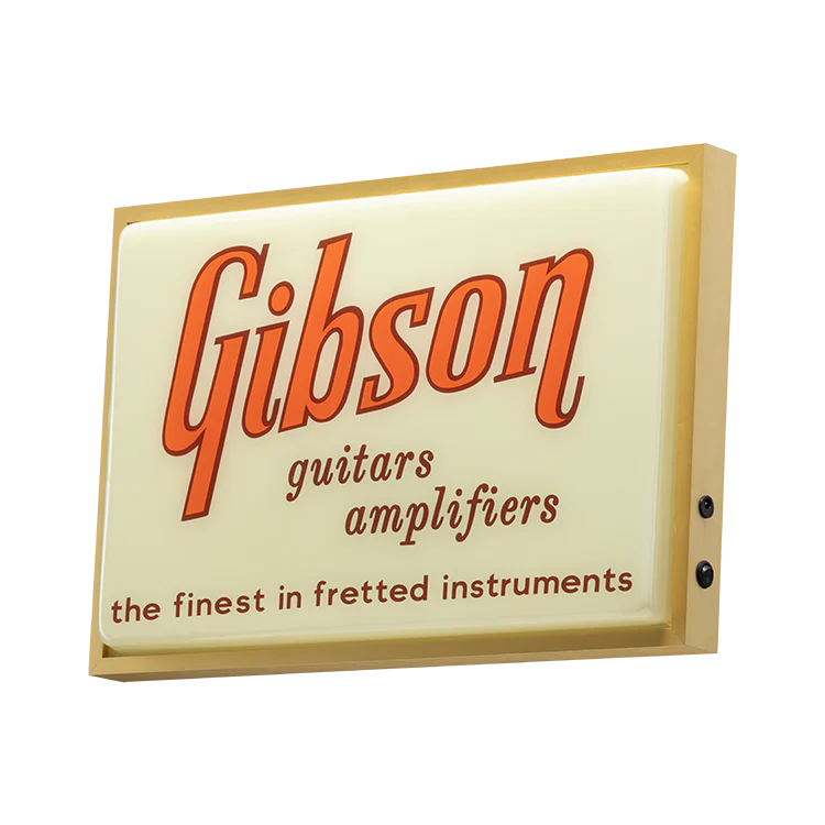 Gibson Vintage Lighted Sign, Guitars & Amplifiers 2 Gibson Vintage Lighted Sign, Guitars & Amplifiers