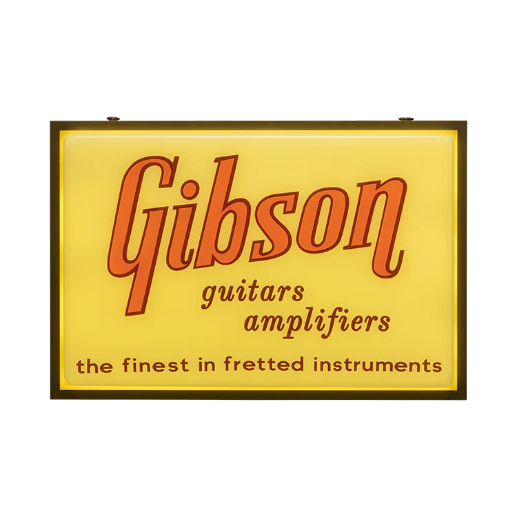 Gibson Vintage Lighted Sign, Guitars & Amplifiers 3 Gibson Vintage Lighted Sign, Guitars & Amplifiers
