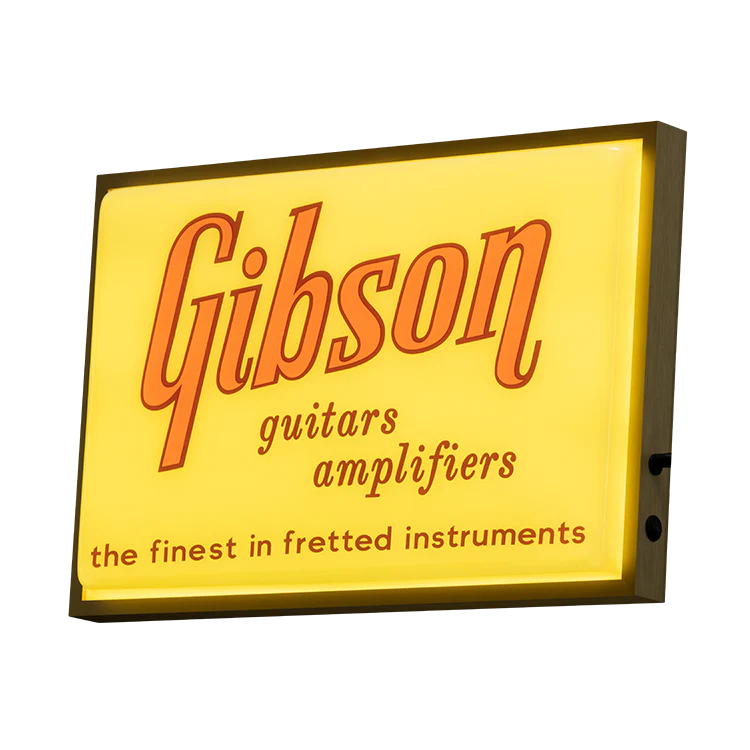 Gibson Vintage Lighted Sign, Guitars & Amplifiers 4 Gibson Vintage Lighted Sign, Guitars & Amplifiers