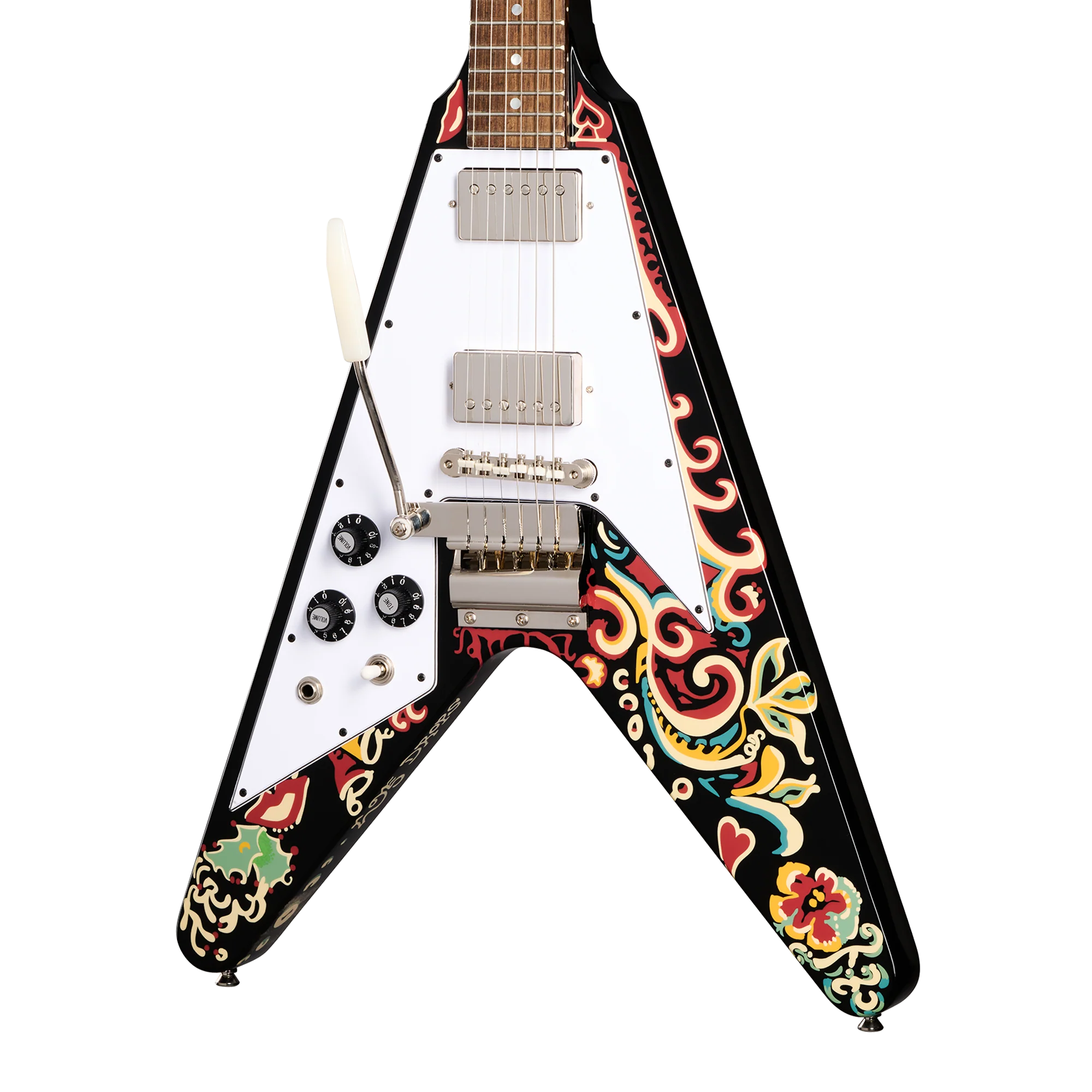 Epiphone Inspired by Gibson Custom Jimi Hendrix™ "Love Drops" Flying V, Left-Handed, Ebony
