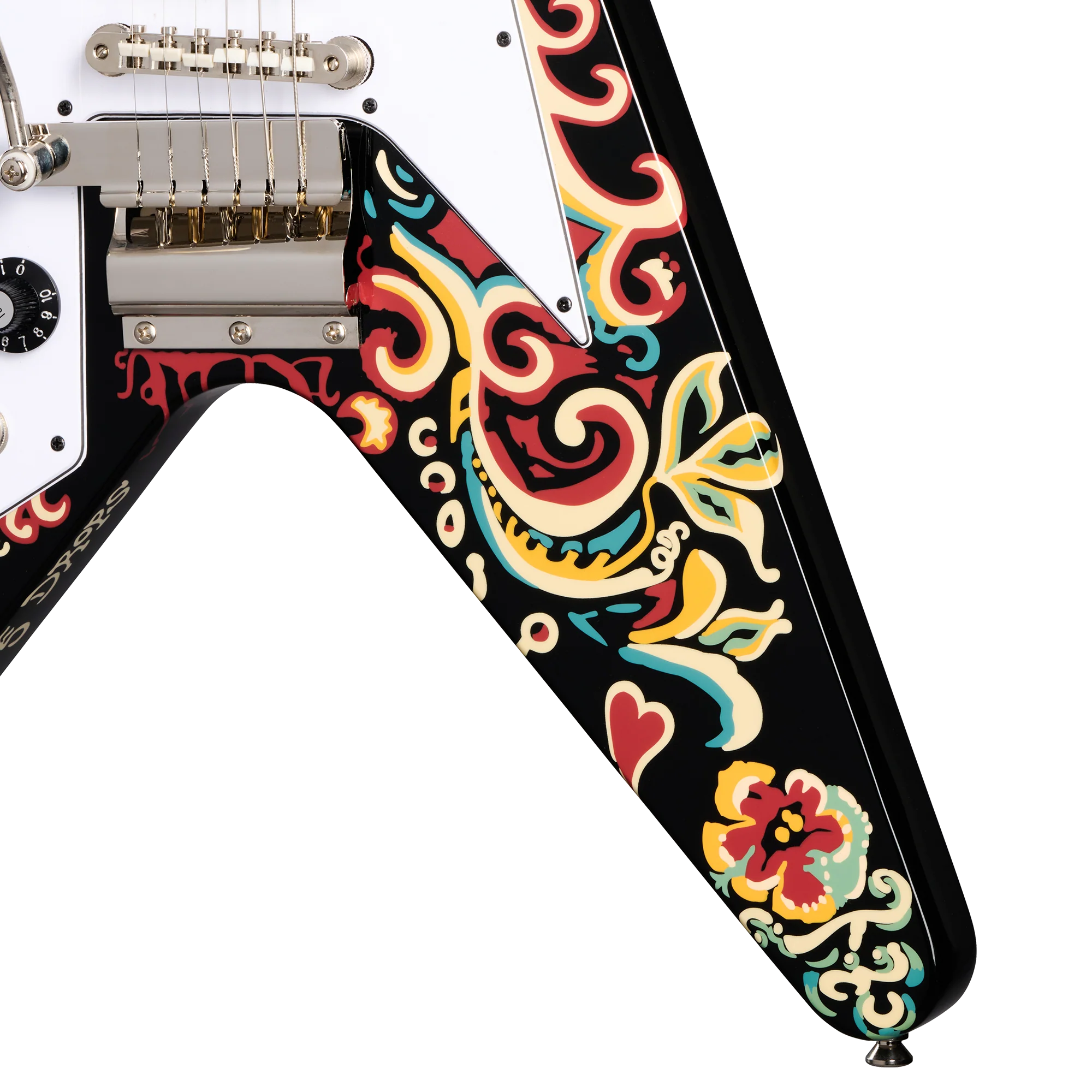 Epiphone Inspired by Gibson Custom Jimi Hendrix™ "Love Drops" Flying V, Left-Handed, Ebony 10 Epiphone Inspired by Gibson Custom Jimi Hendrix™ "Love Drops" Flying V, Left-Handed, Ebony