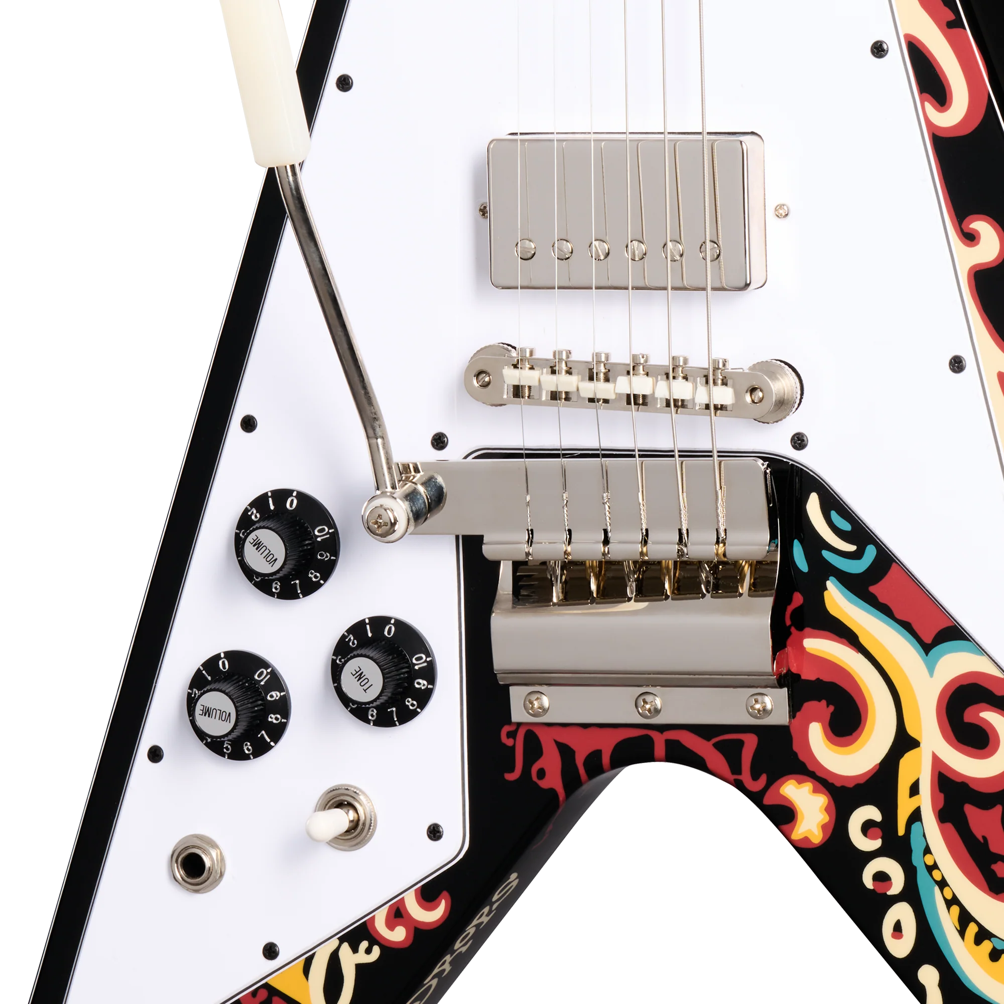 Epiphone Inspired by Gibson Custom Jimi Hendrix™ "Love Drops" Flying V, Left-Handed, Ebony 7 Epiphone Inspired by Gibson Custom Jimi Hendrix™ "Love Drops" Flying V, Left-Handed, Ebony