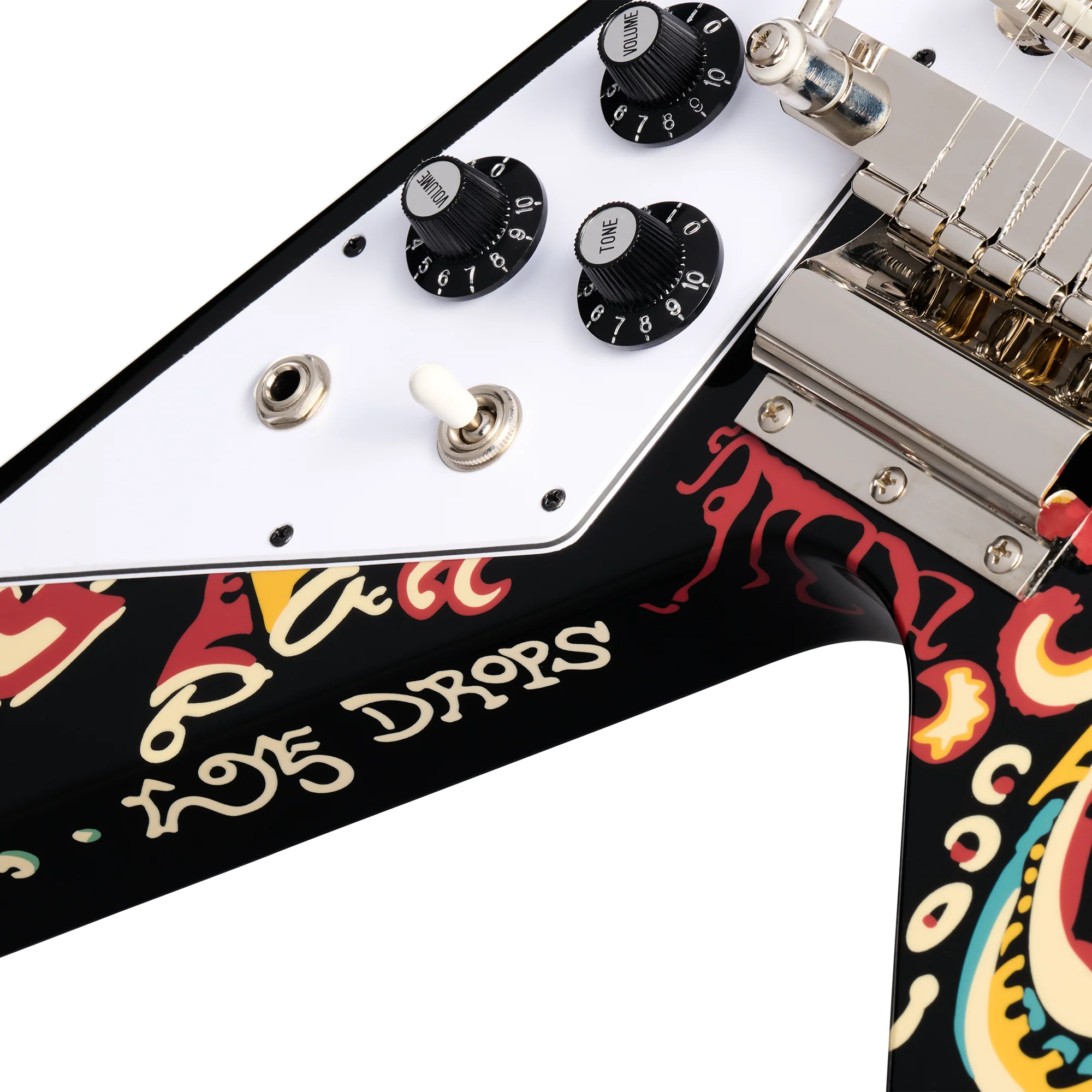 Epiphone Inspired by Gibson Custom Jimi Hendrix™ "Love Drops" Flying V, Left-Handed, Ebony 9 Epiphone Inspired by Gibson Custom Jimi Hendrix™ "Love Drops" Flying V, Left-Handed, Ebony