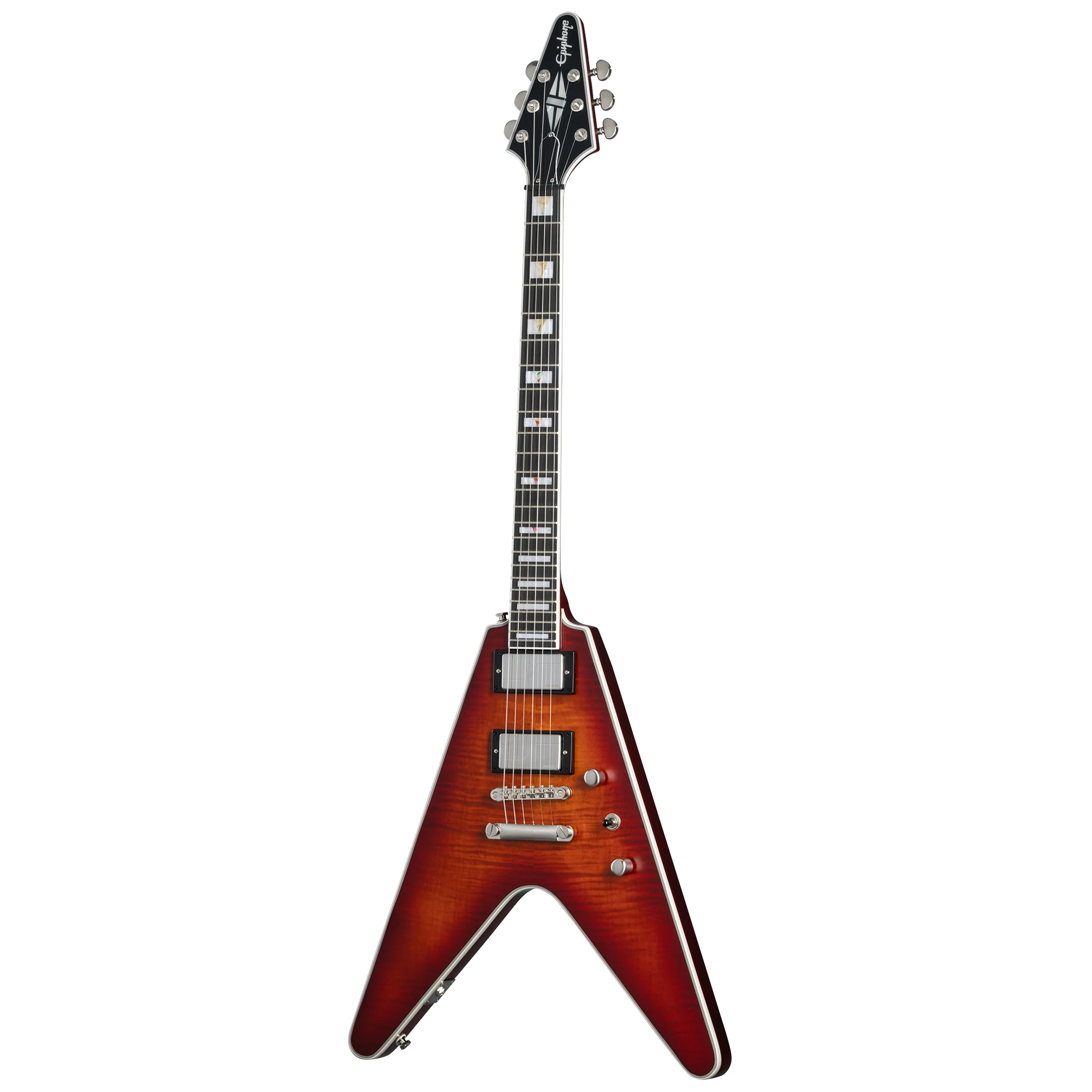 Epiphone Flying V Prophecy, Aged Bengal Tiger Burst 3 Epiphone Flying V Prophecy, Aged Bengal Tiger Burst