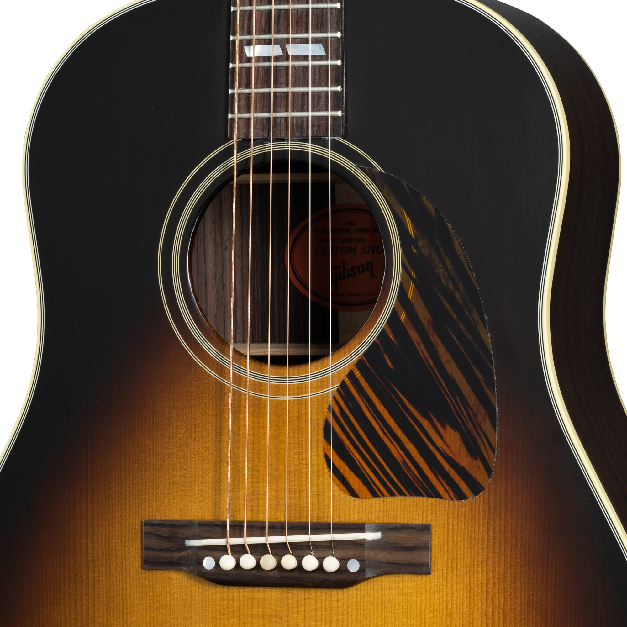 Gibson Custom 1942 Banner Southern Jumbo Reissue, Vintage Sunburst 7 Gibson Custom 1942 Banner Southern Jumbo Reissue, Vintage Sunburst