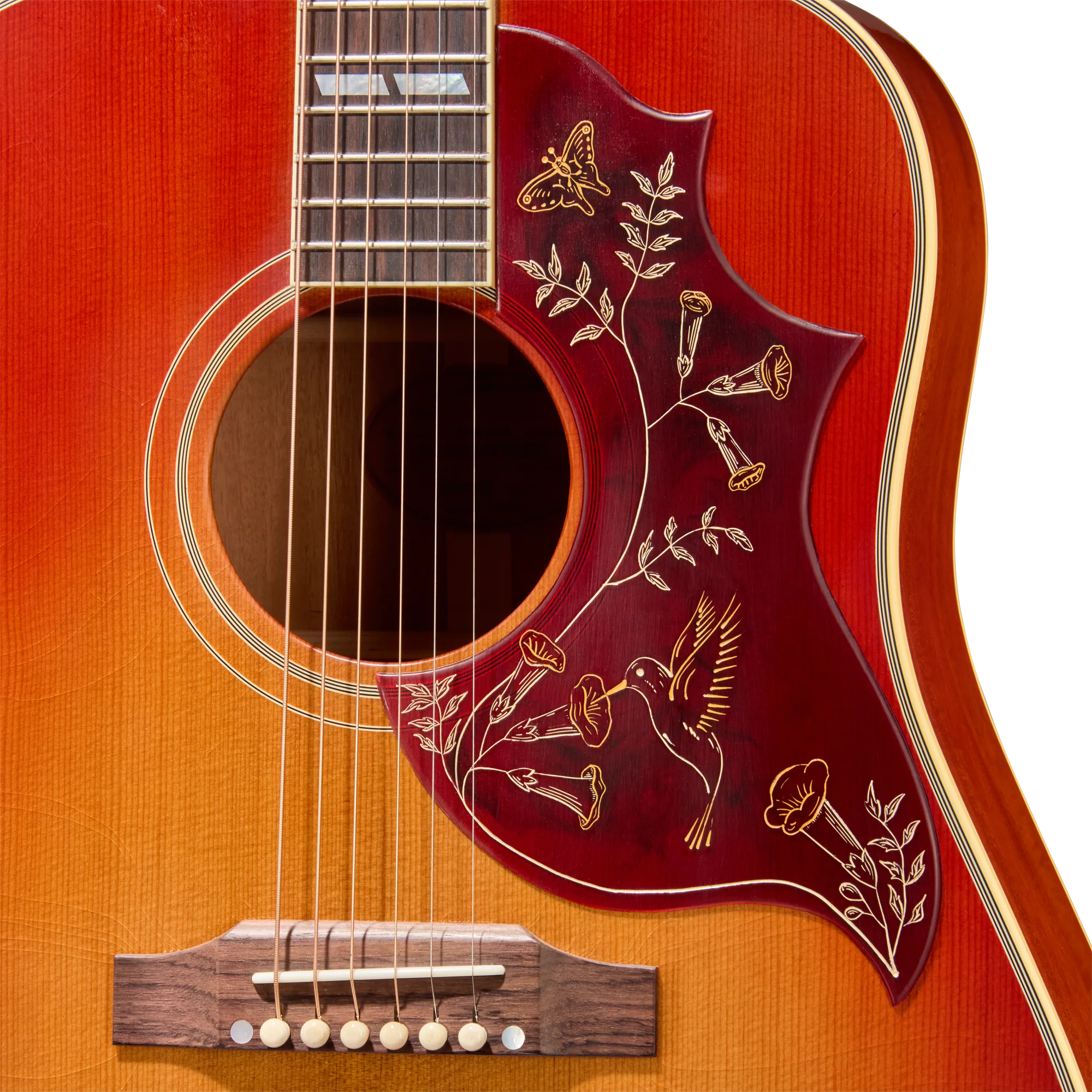 Gibson Custom 1960 Hummingbird Reissue, Ultra Light Aged, Washed Cherry Sunburst 10 Gibson Custom 1960 Hummingbird Reissue, Ultra Light Aged, Washed Cherry Sunburst
