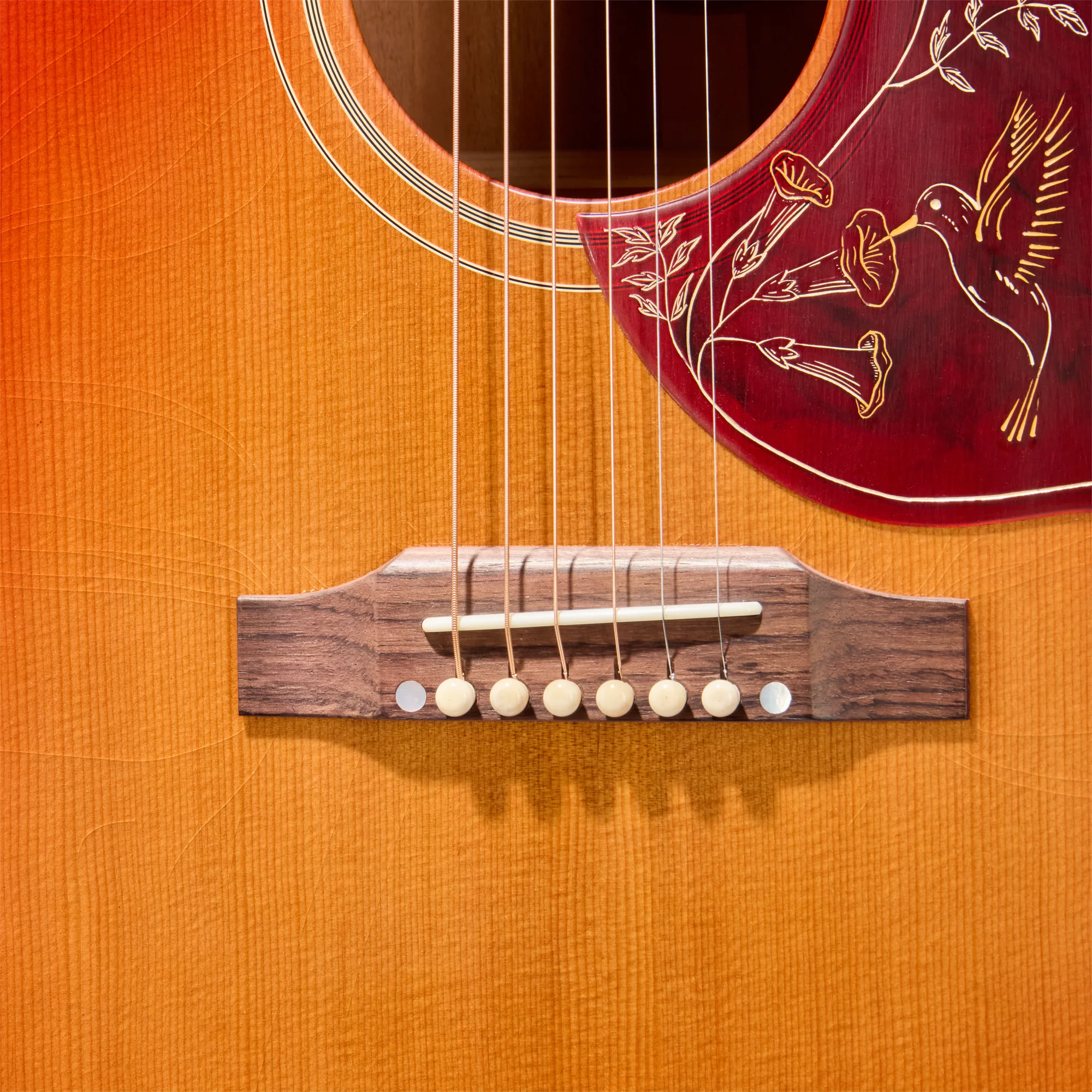 Gibson Custom 1960 Hummingbird Reissue, Ultra Light Aged, Washed Cherry Sunburst 9 Gibson Custom 1960 Hummingbird Reissue, Ultra Light Aged, Washed Cherry Sunburst