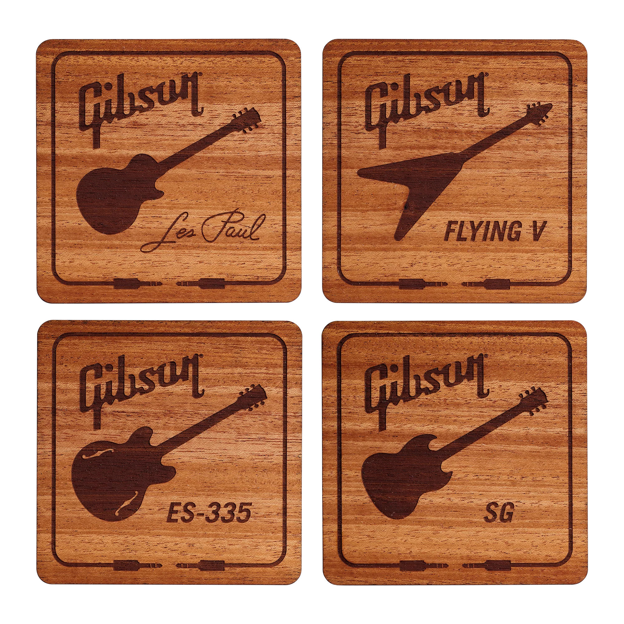Gibson Mahogany Coaster Set, Exclusive